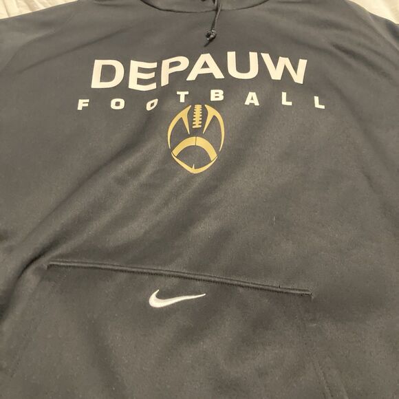 Depauw Football Hoodie Men 2XL Black Nike Sweatshirt Drawstring - Picture 3 of 11